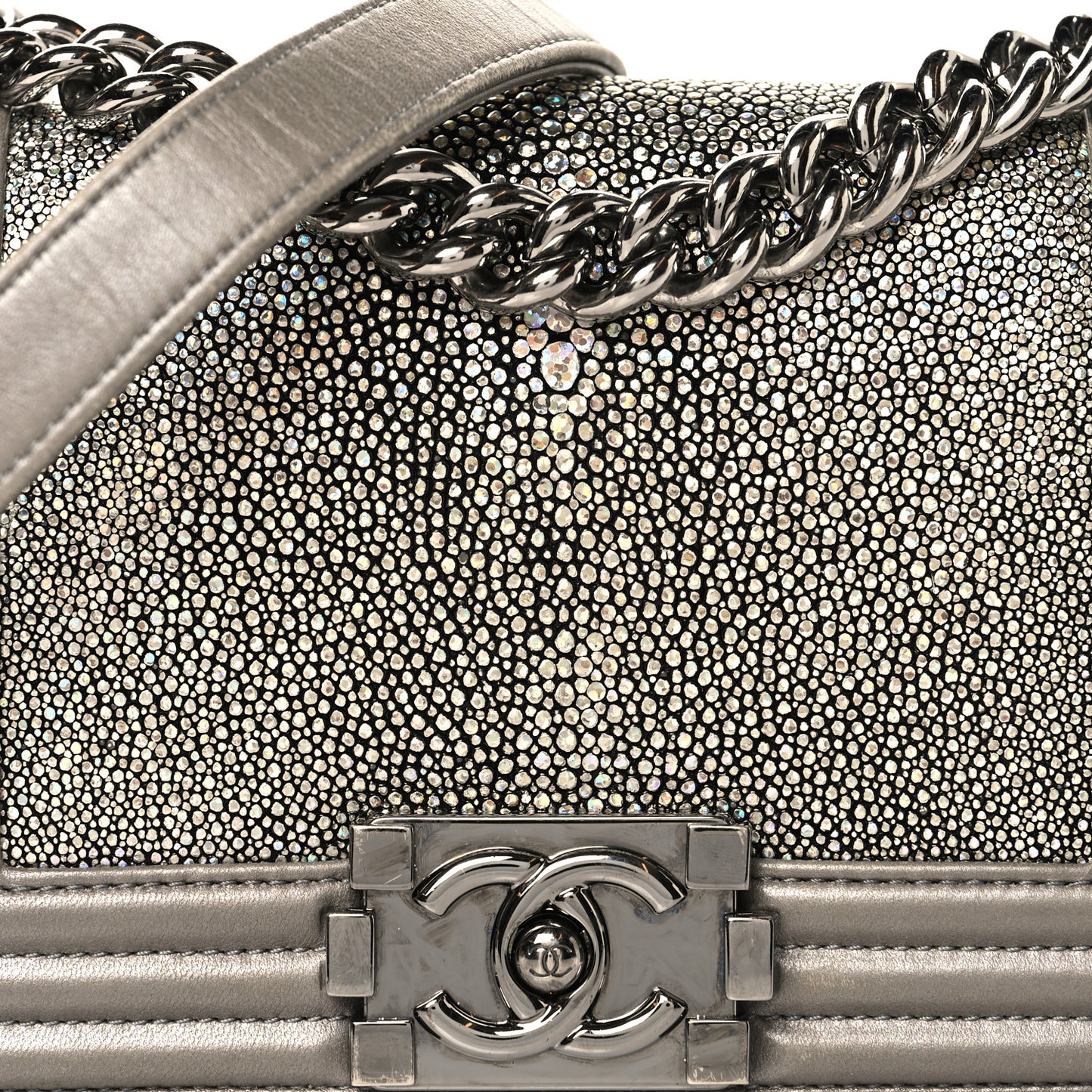 Galuchat Stingray Small Boy Flap Silver