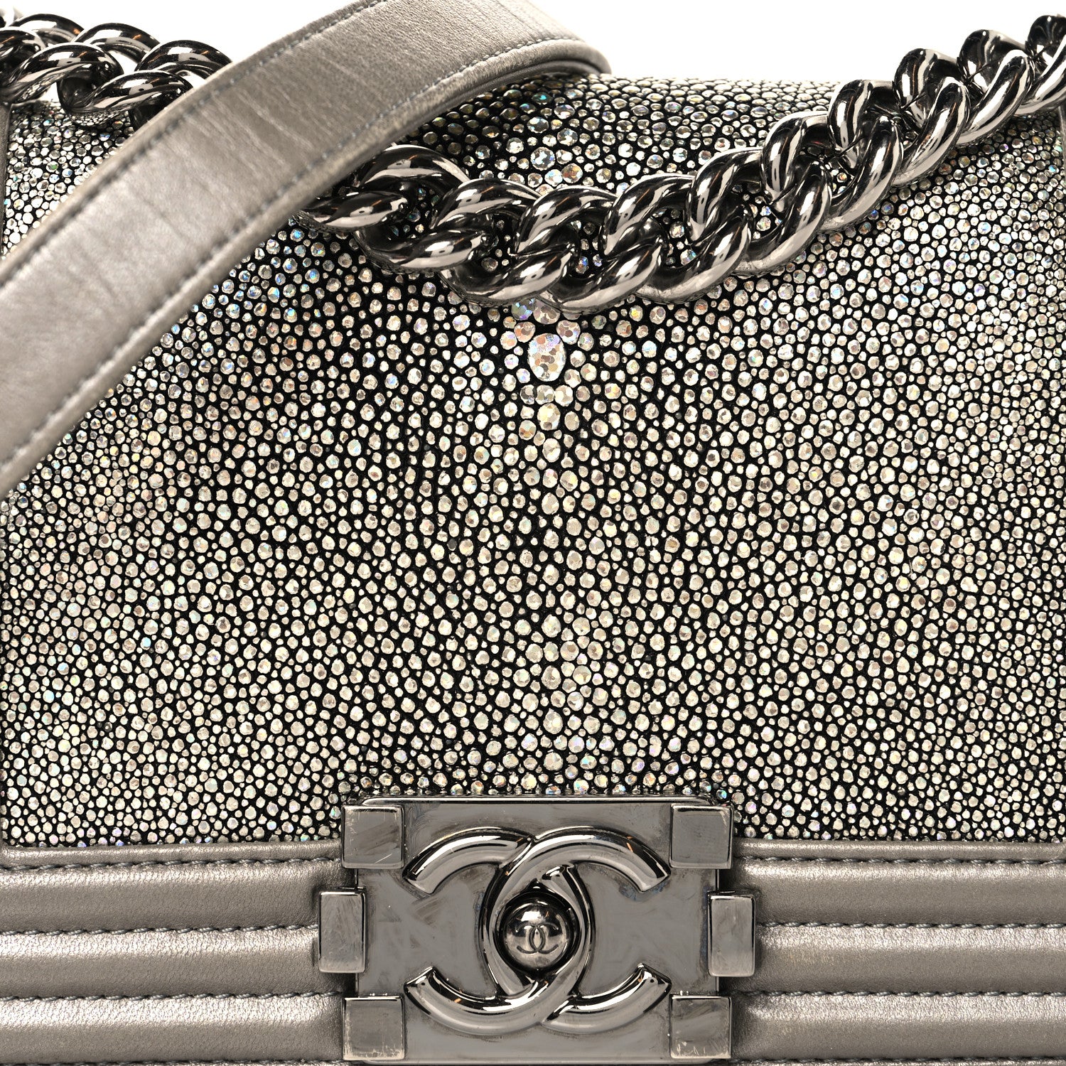 Chanel Galuchat Stingray Small Boy Flap Silver 8 of 11