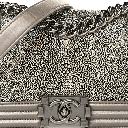 Chanel Galuchat Stingray Small Boy Flap Silver 8 of 11