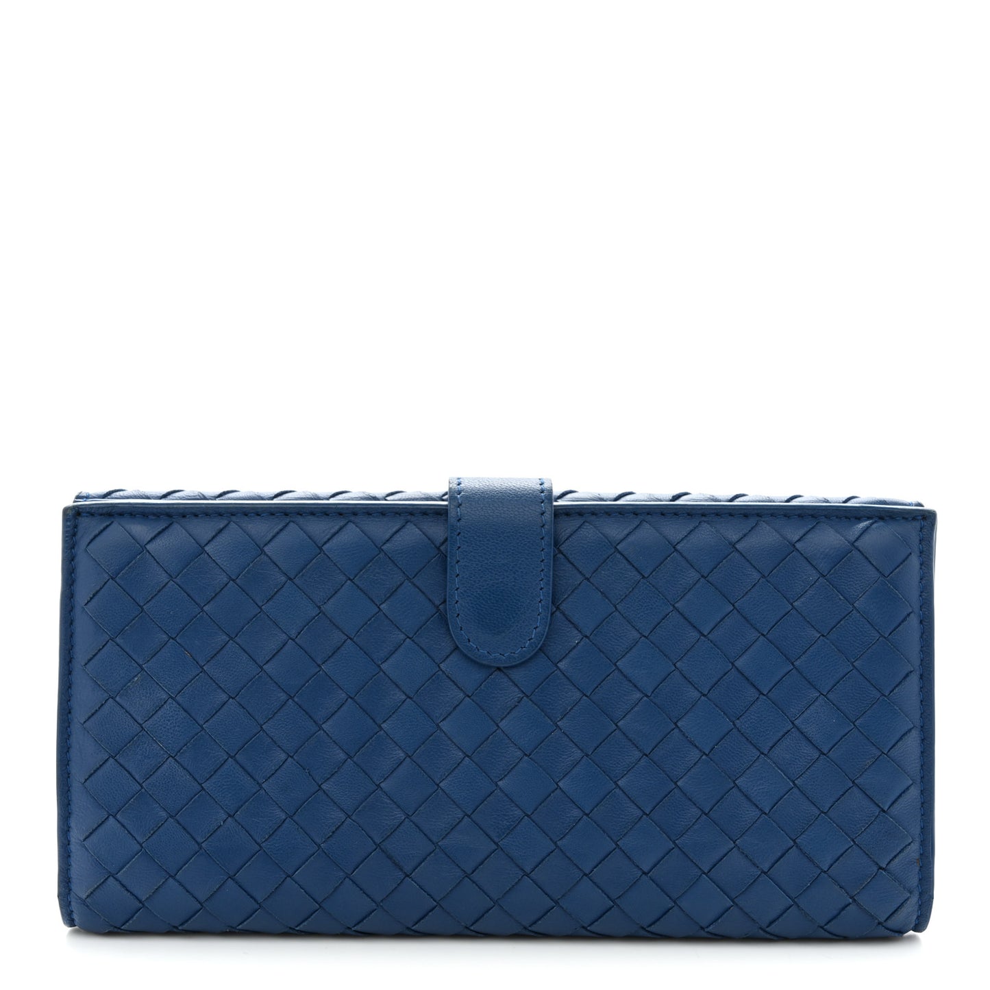 Nappa Intrecciato Continental Flap Wallet Bluette