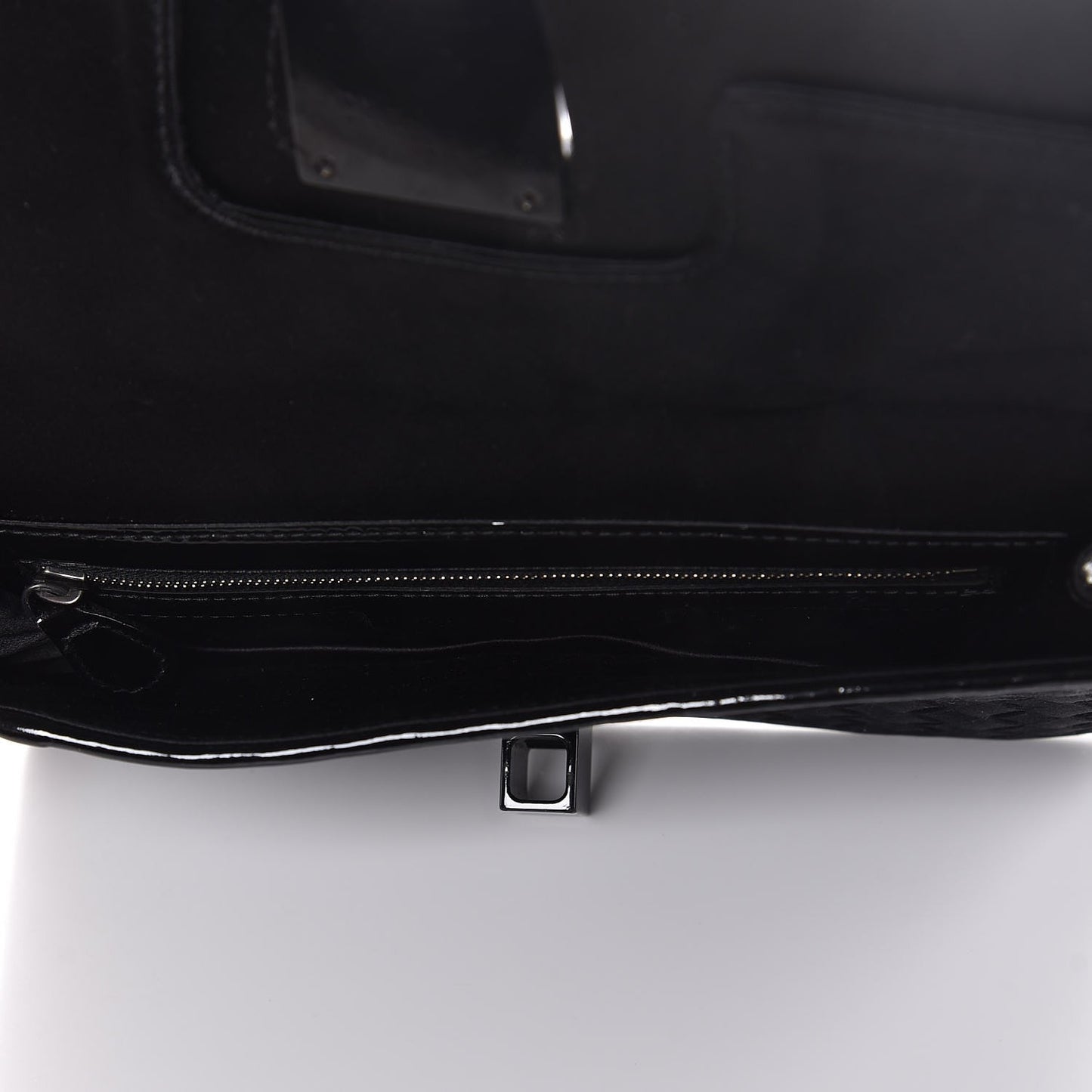 Patent Satin Intreccio Clutch Black