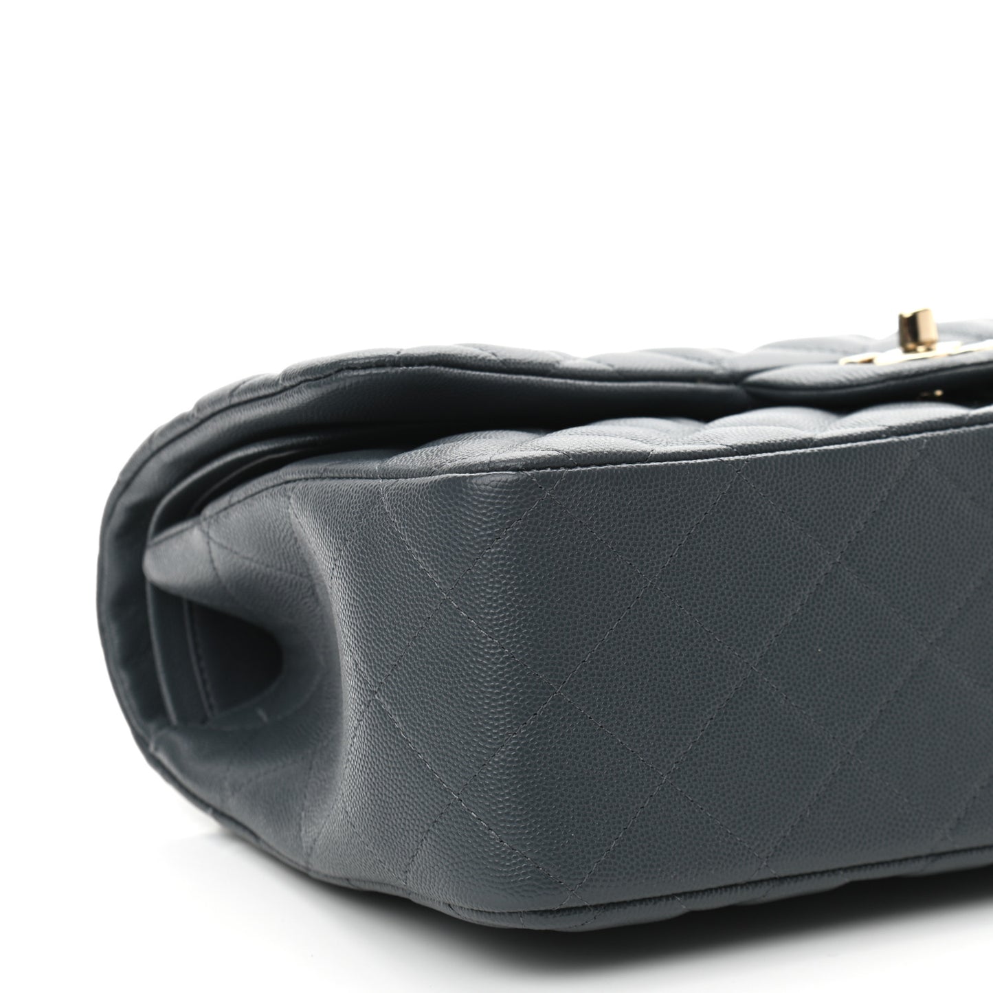 Caviar Quilted Jumbo Double Flap Grey