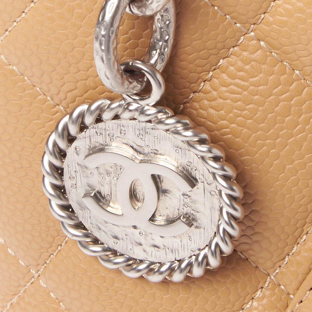 Caviar Quilted Medallion Tote Beige