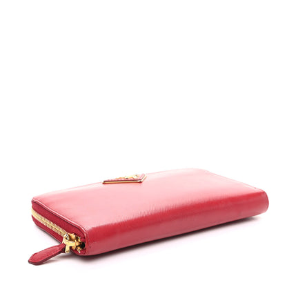 Prada Saffiano Triangle Zip Around Wallet Fuoco 5 of 8