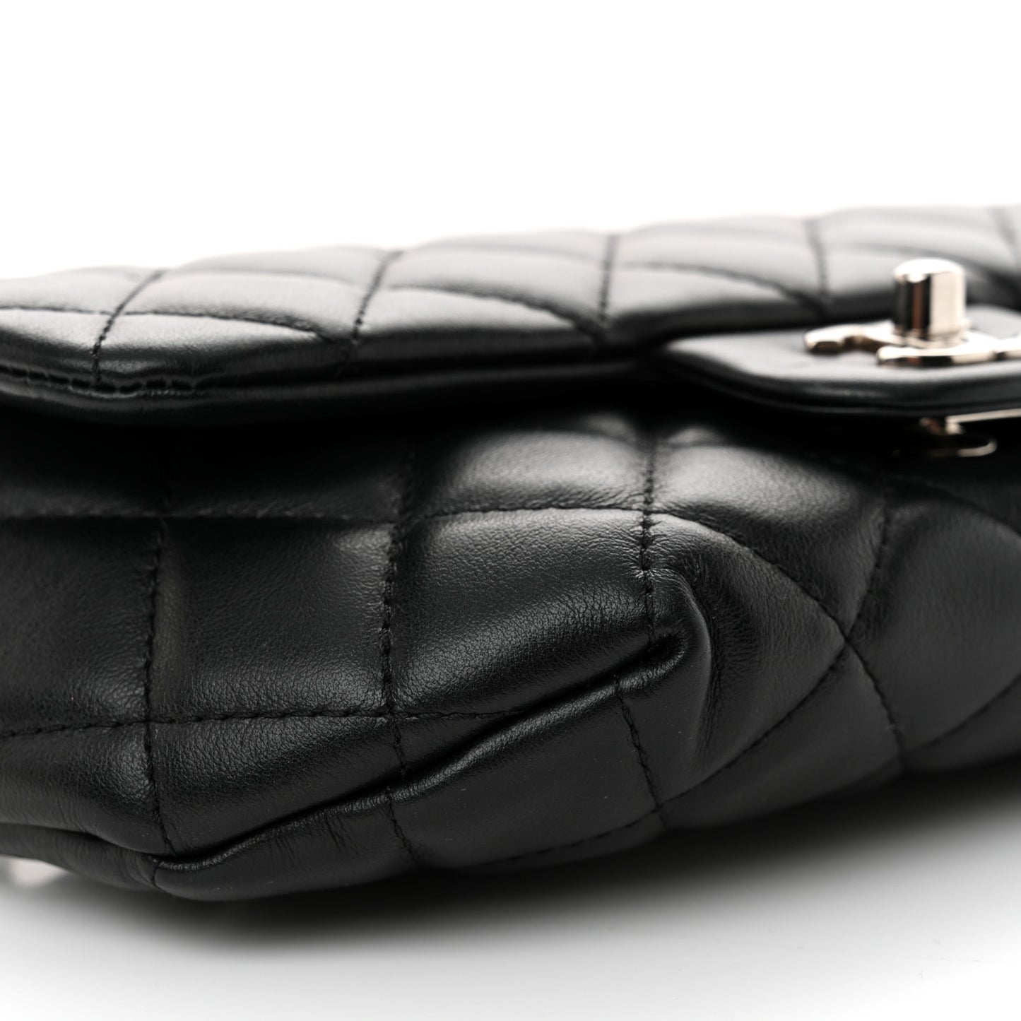 Calfskin Quilted CC Uniform Flap Belt Bag Black