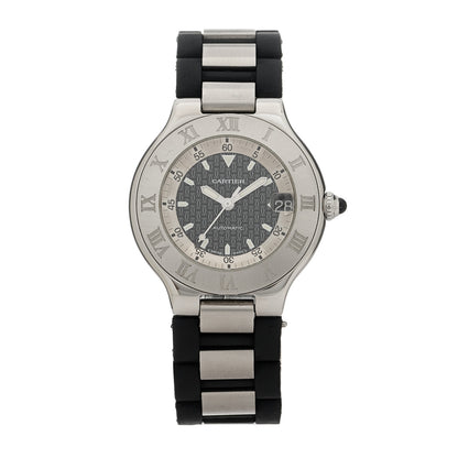 Cartier Stainless Steel Rubber 37mm Must de 21 Autoscaph Automatic Watch Black 1 of 5