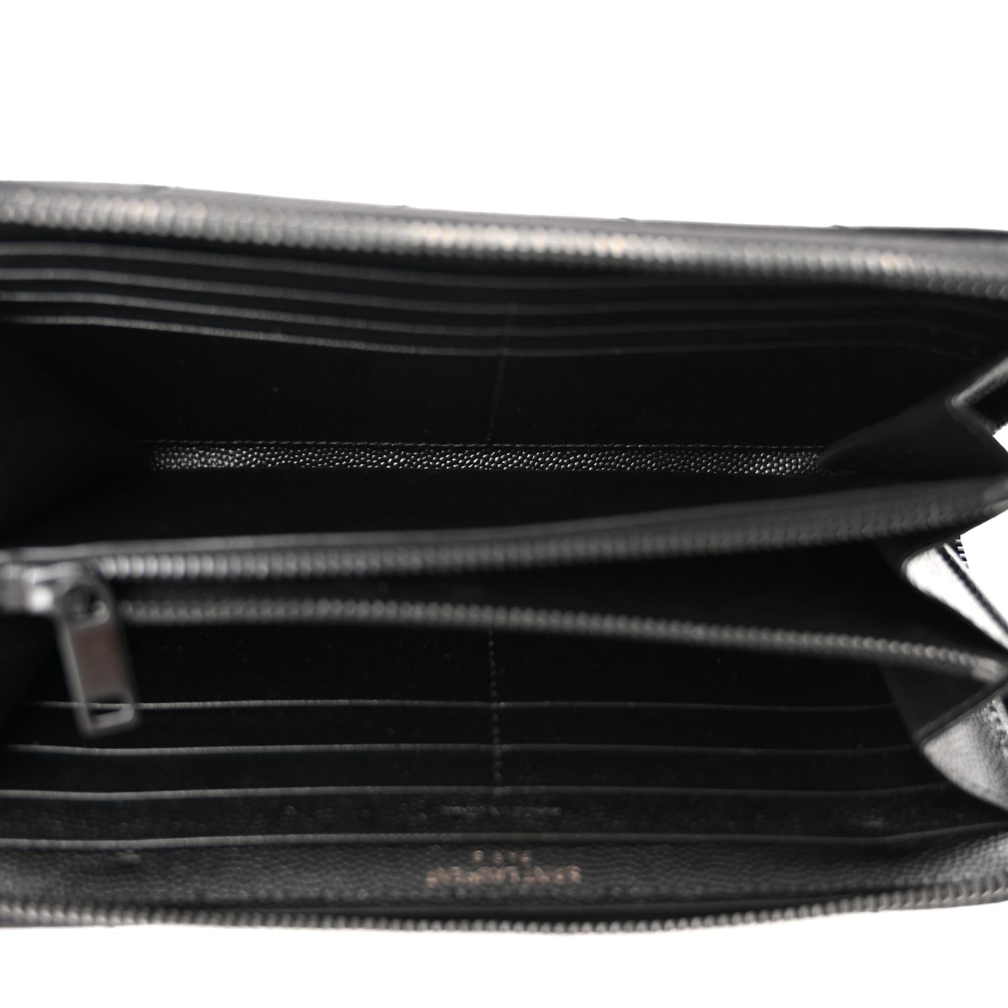 Grain De Poudre Matelasse Chevron Monogram Monochrome Zip Around Wallet Black