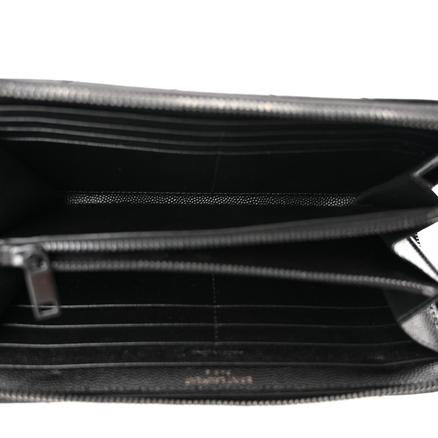 Saint Laurent Grain De Poudre Matelasse Chevron Monogram Monochrome Zip Around Wallet Black 5 of 6
