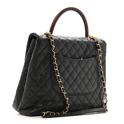 Chanel Caviar Lizard Quilted Large Coco Handle Flap Black 3 of 12