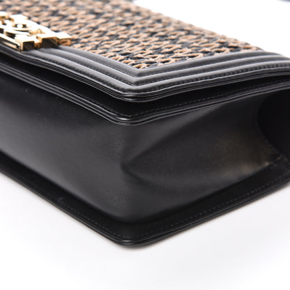 Chanel Lambskin Cotton Woven Medium Boy Flap Black 10 of 12