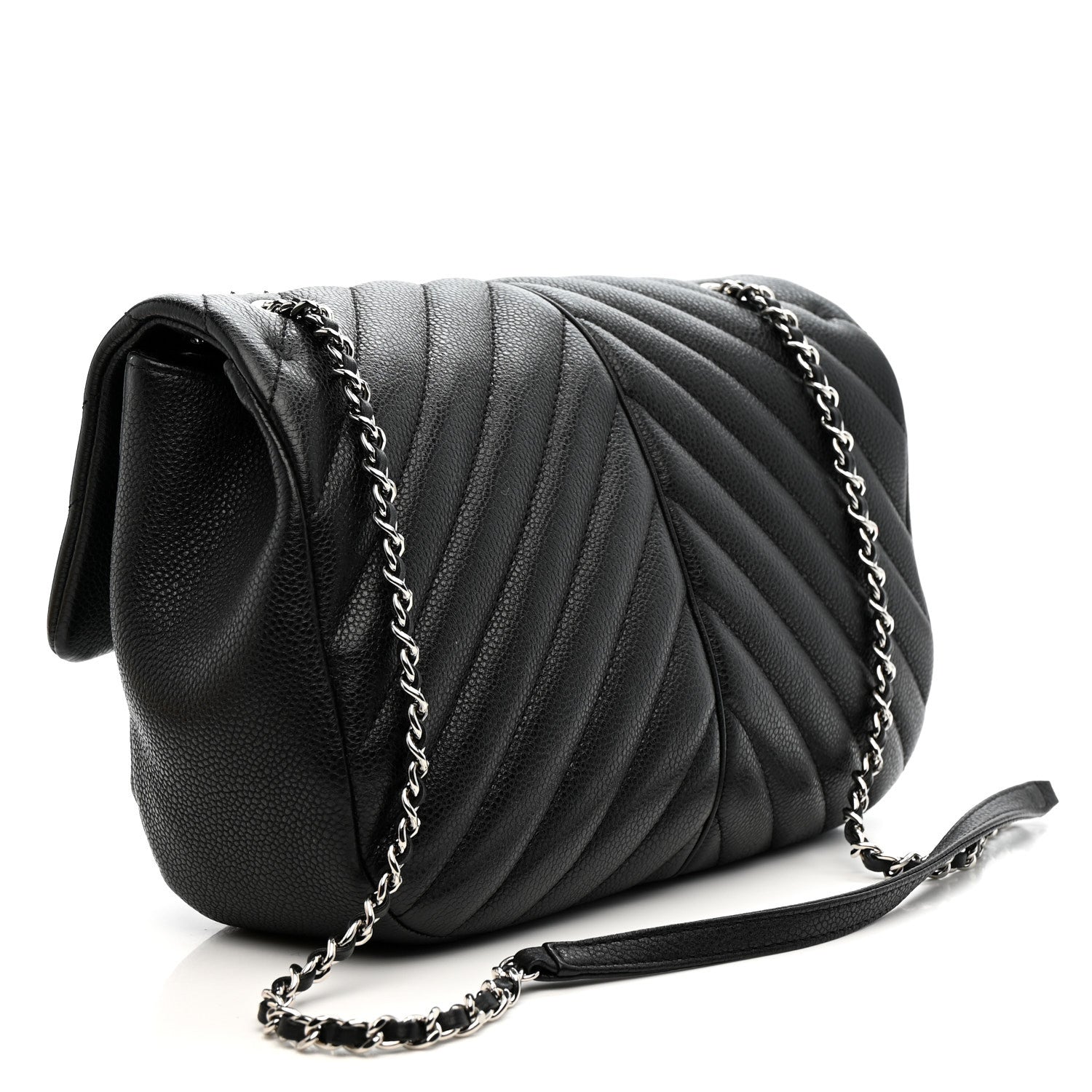 Chanel Caviar Chevron Quilted Puffy CC Flap Black 3 of 10