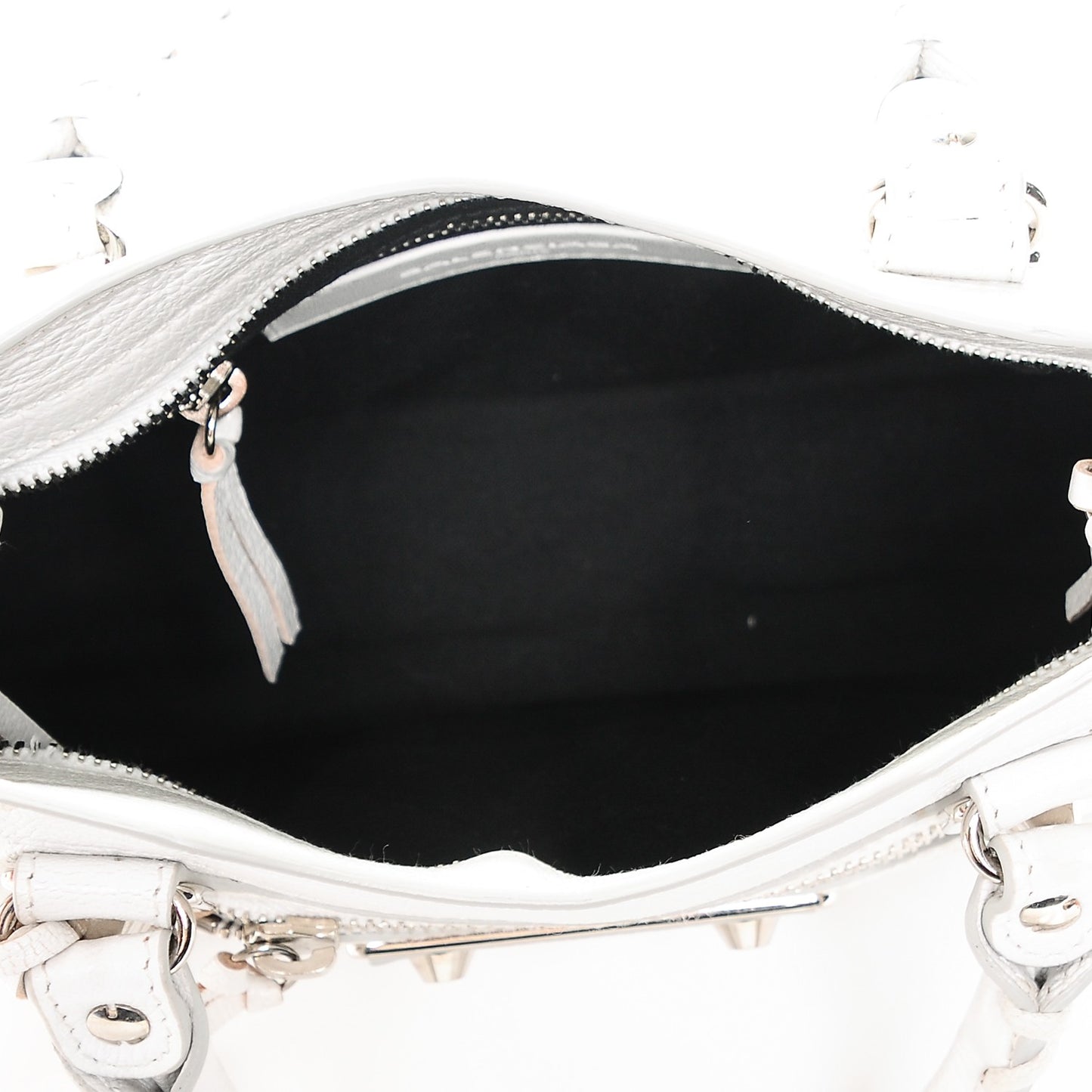 Chevre Silver Metallic Edge Hardware Mini City White