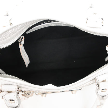 Balenciaga Chevre Silver Metallic Edge Hardware Mini City White 5 of 6