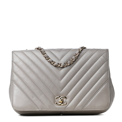 Chanel Calfskin Chevron Quilted Medium Statement Flap Grey 1 of 4