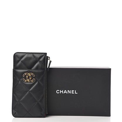 Chanel Goatskin Quilted 19 Flat Wallet Pouch Black 7 of 7