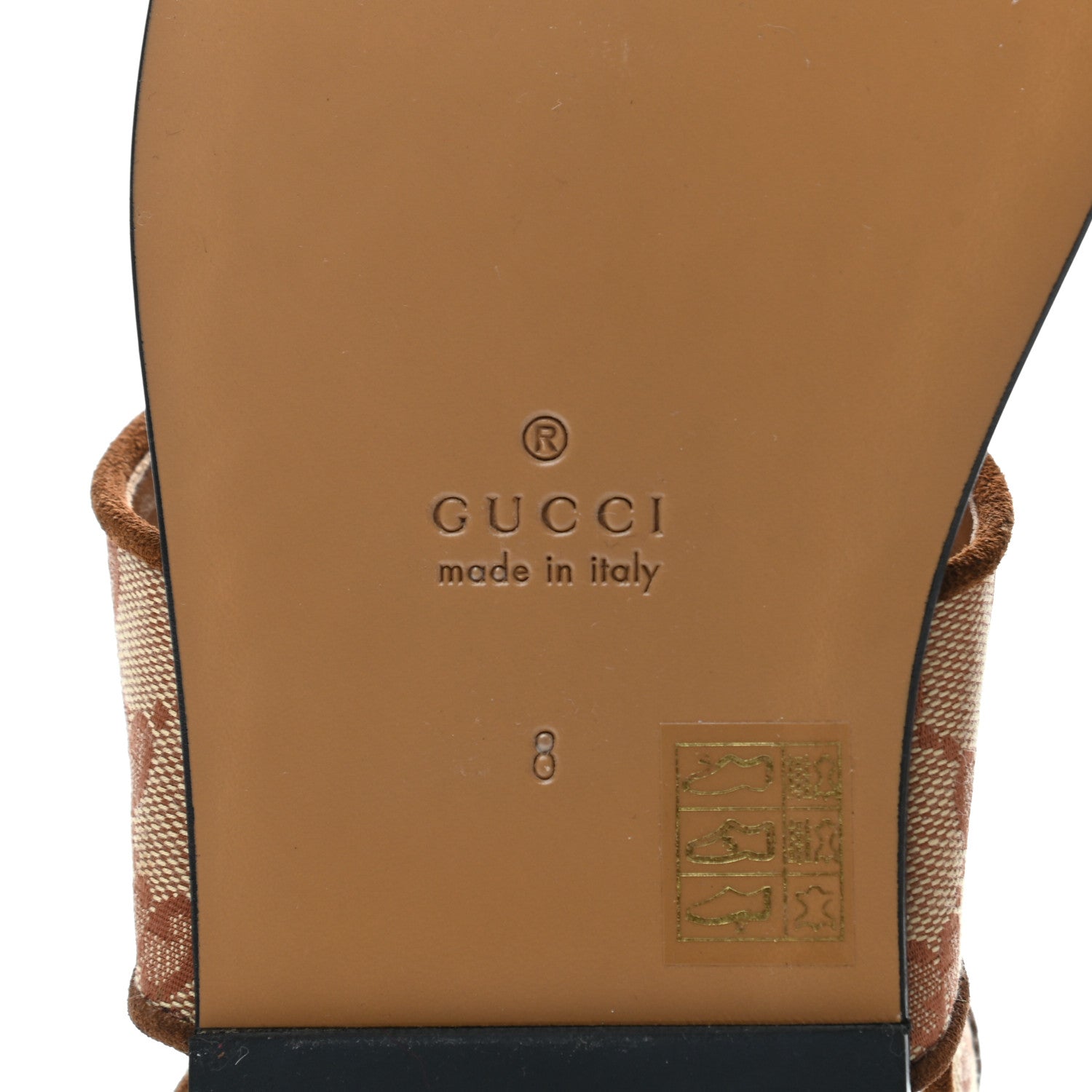 Gucci Canvas GG Monogram Mens Slingback Flat Sandals 8 Beige Ruggine Cuir 6 of 8