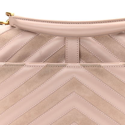 Saint Laurent Calfskin Suede Matelasse Chevron Medium Monogram College Bag Rose Poudre 14 of 15