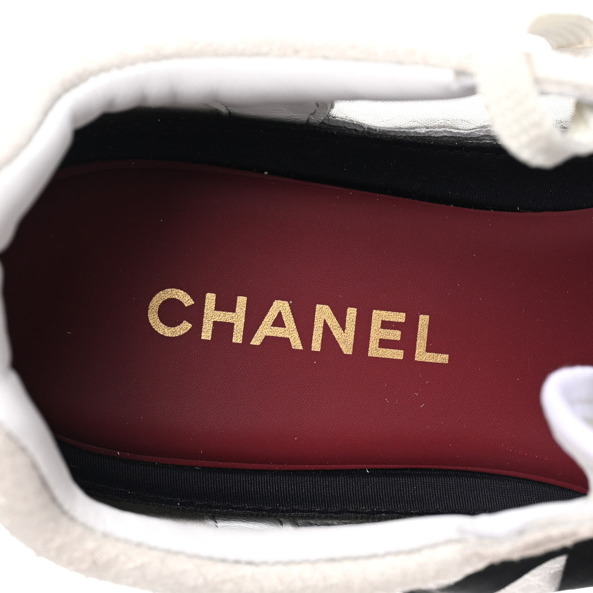 Mesh Suede Calfskin Womens CC Sneakers 39.5 White Black
