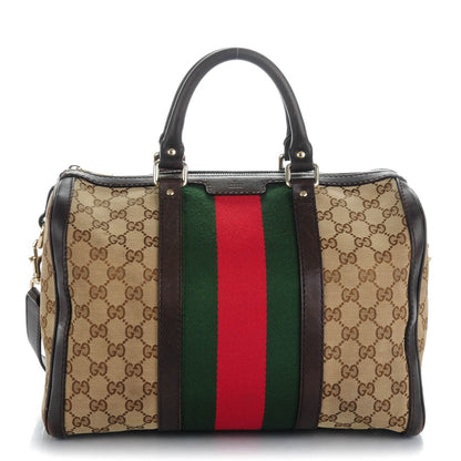 Gucci Monogram Vintage Web Medium Boston Dark Brown 1 of 12