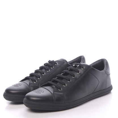 Chanel Calfskin Mens CC Cap Toe Sneakers 42 Black 3 of 7
