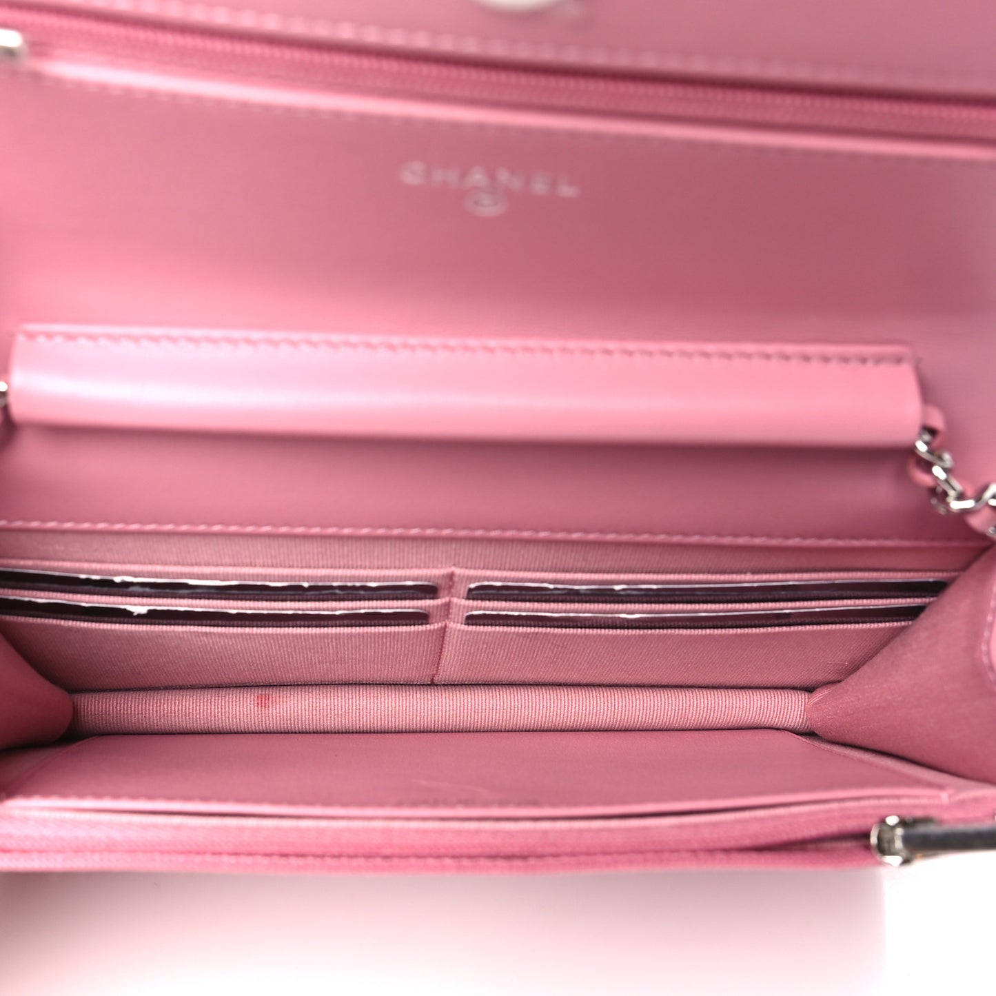 Lambskin Quilted Crystal Star Wallet On Chain WOC Pink