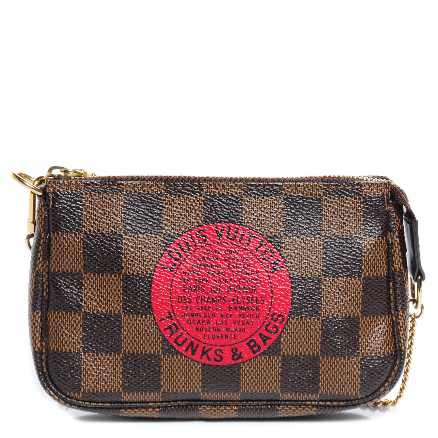 Louis Vuitton Damier Ebene Complice Trunks and Bags Mini Pochette Accessories Red 1 of 7