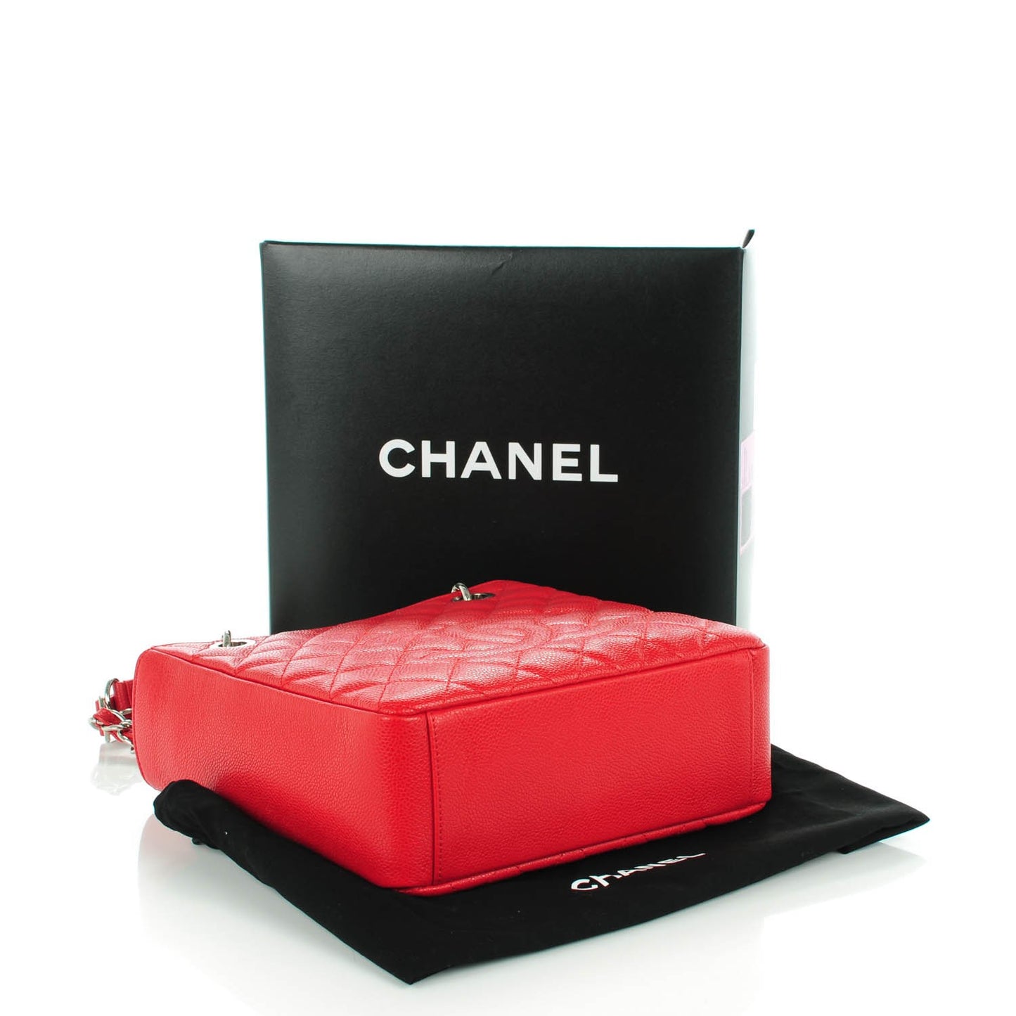 Caviar Quilted Petit Shopping Tote PST Red