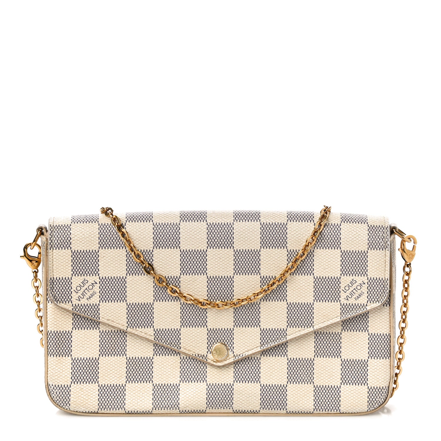 Louis Vuitton Damier Azur Pochette Felicie Chain Wallet Rose Ballerine 2 of 13