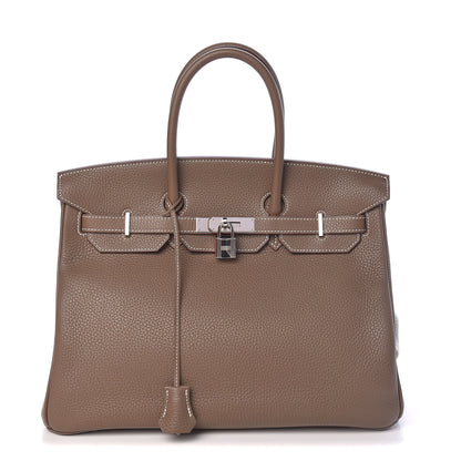 Hermes Taurillon Clemence Birkin 35 Etoupe 1 of 30