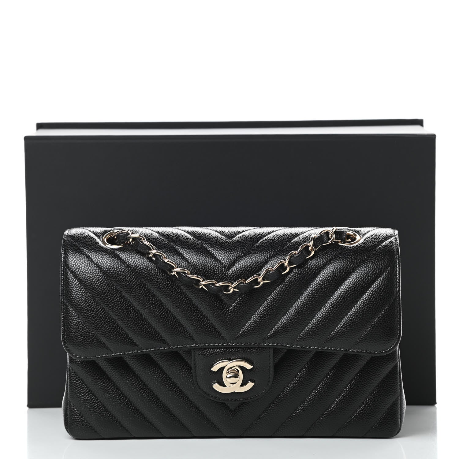 Chanel Caviar Chevron Quilted Small Double Flap Black 12 of 12