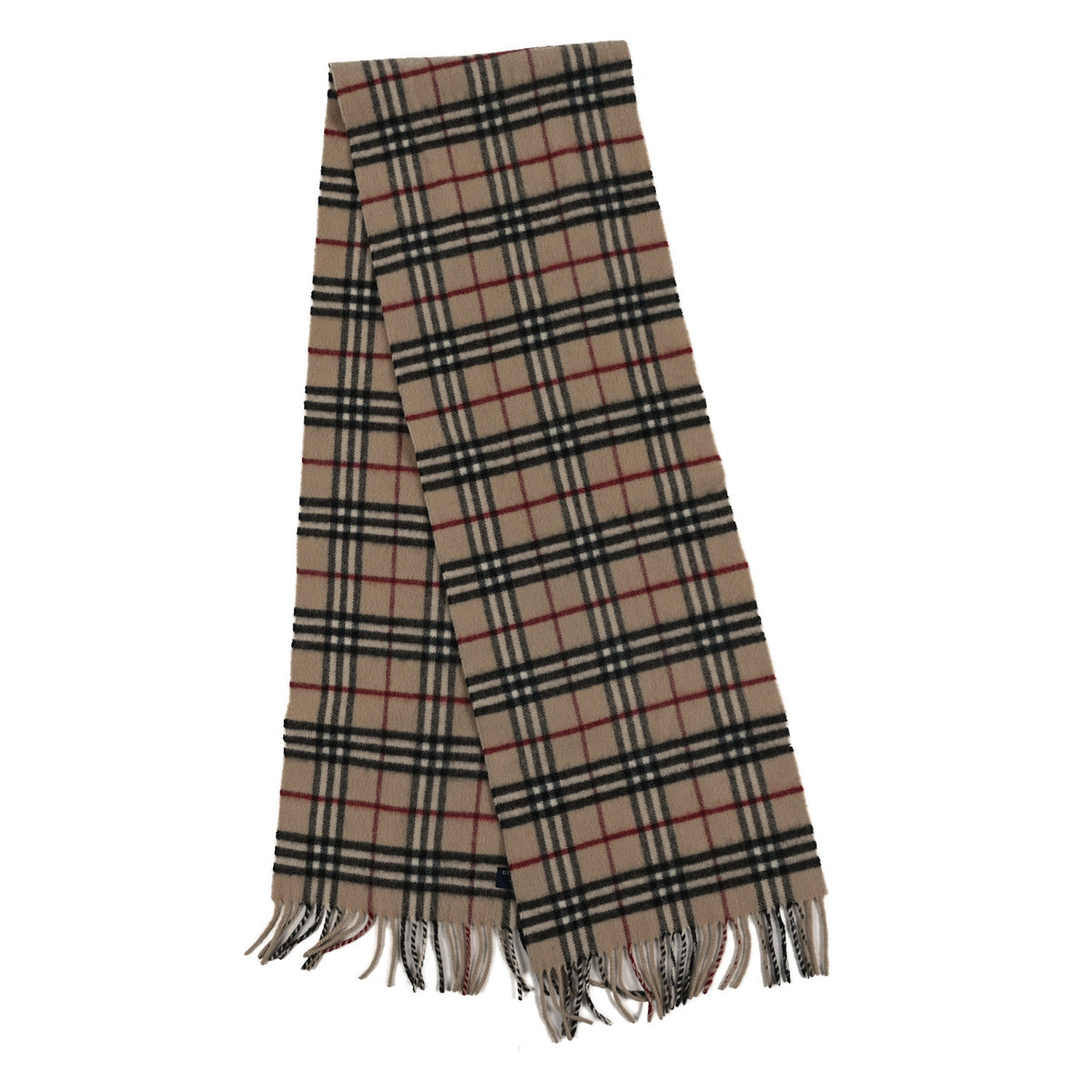Cashmere Check Fringe Scarf Archive Beige