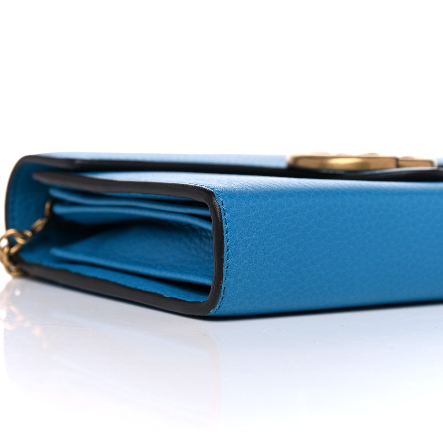 Gucci Calfskin GG Marmont Chain Wallet Blue 4 of 9