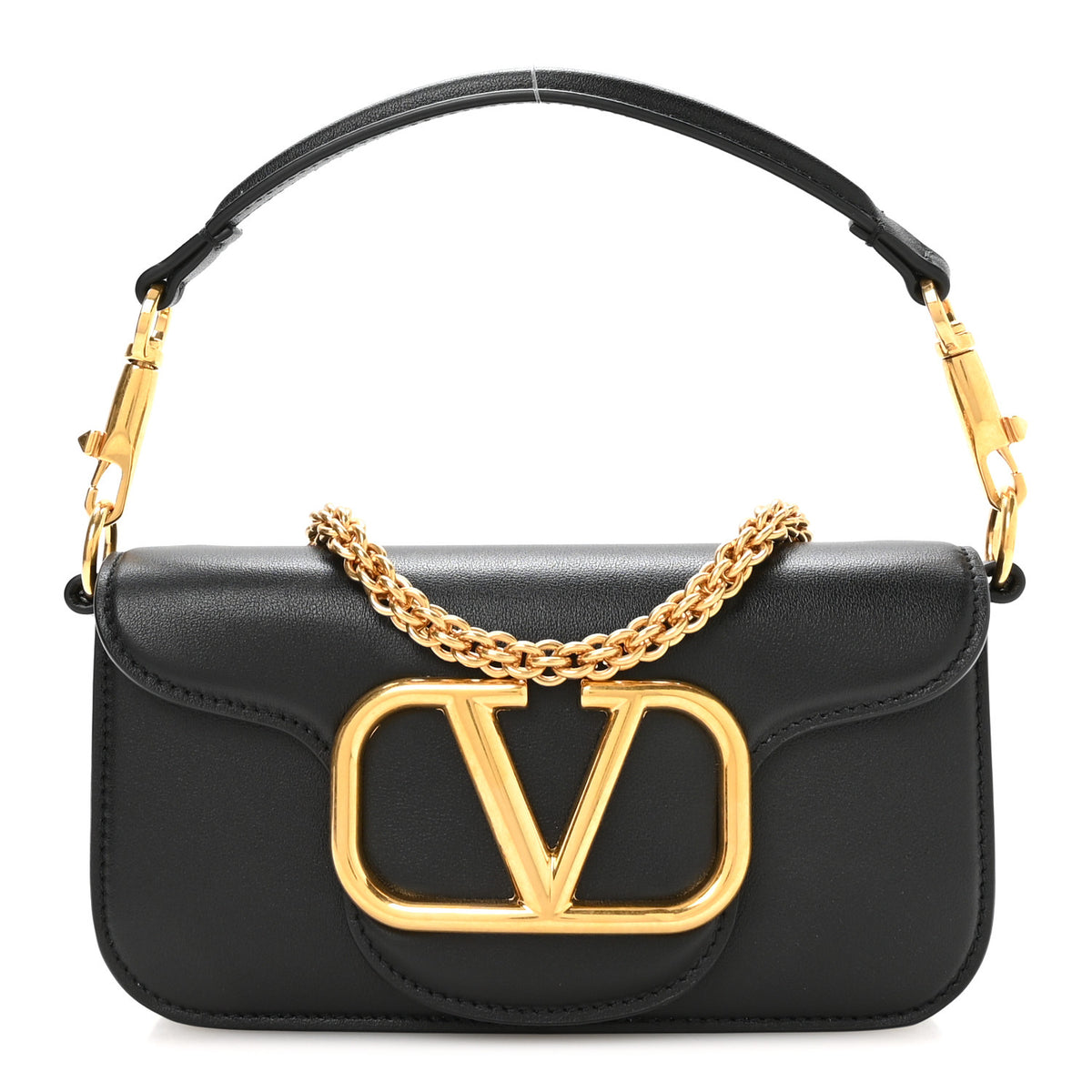 Calfskin Vlogo Small Loco Shoulder Bag Black