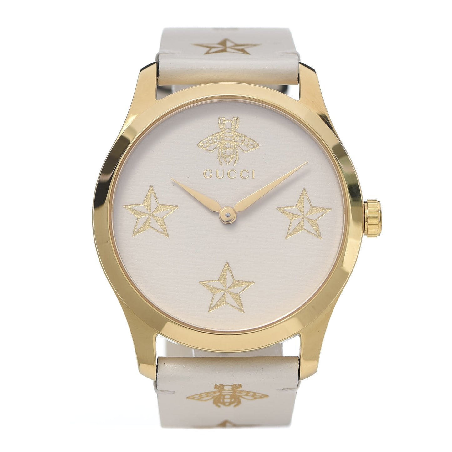 Stainless Steel Calfskin 38mm G-Timeless Bee Star Quartz Watch White