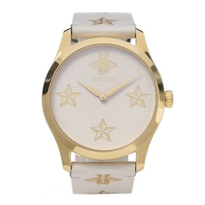 Gucci Stainless Steel Calfskin 38mm G-Timeless Bee Star Quartz Watch White 1 of 6