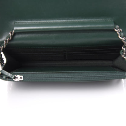 Chanel Lambskin Quilted Boy Wallet On Chain WOC Green 5 of 14