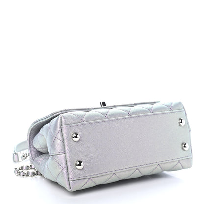 Chanel Iridescent Caviar Quilted Extra Mini Coco Handle Flap Purple 4 of 9