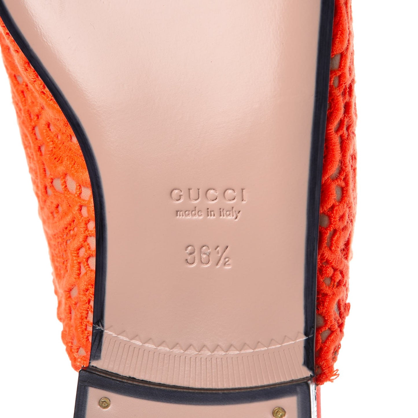 Lace Malaga Kid Womens Princetown Slippers 36.5 Orange Fluo Skin Rose