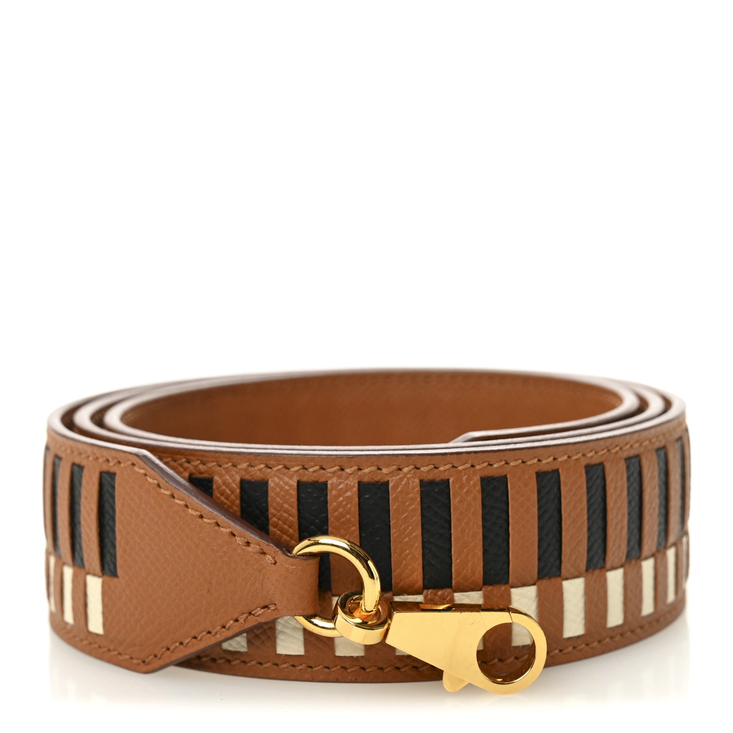 Epsom 40mm Tressage Shoulder Strap Black Craie Gold