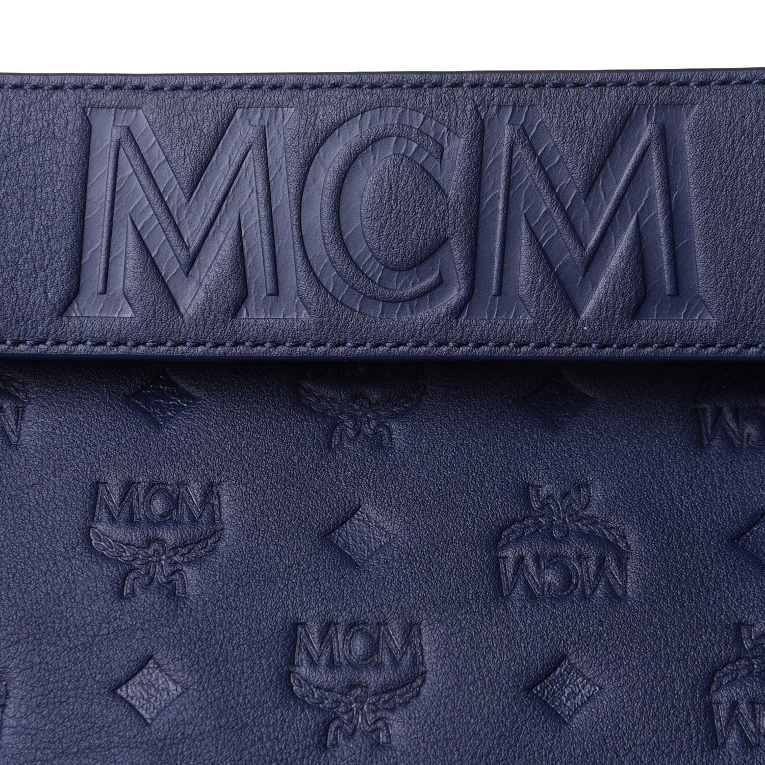 MCM Calfskin Ottomar Monogram Large Klara Hobo Navy Blue 11 of 13