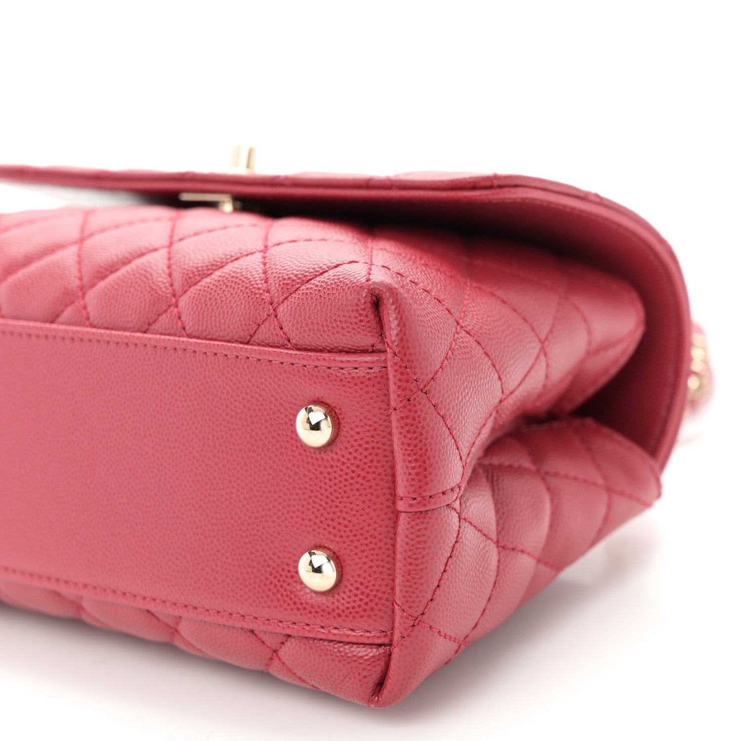 Chanel Caviar Quilted Mini Coco Handle Flap Dark Pink 10 of 10