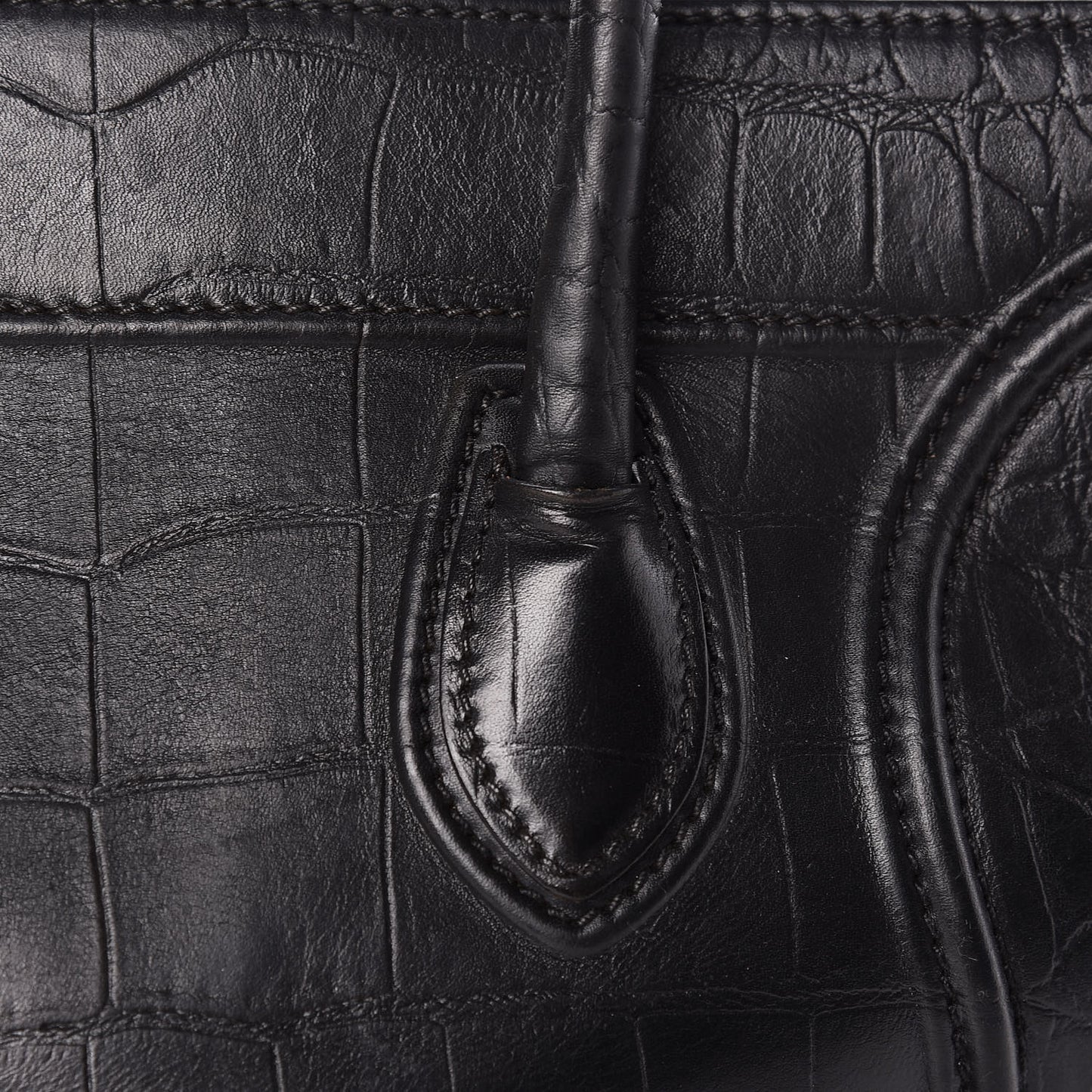 Crocodile Embossed Calfskin Medium Phantom Luggage Black