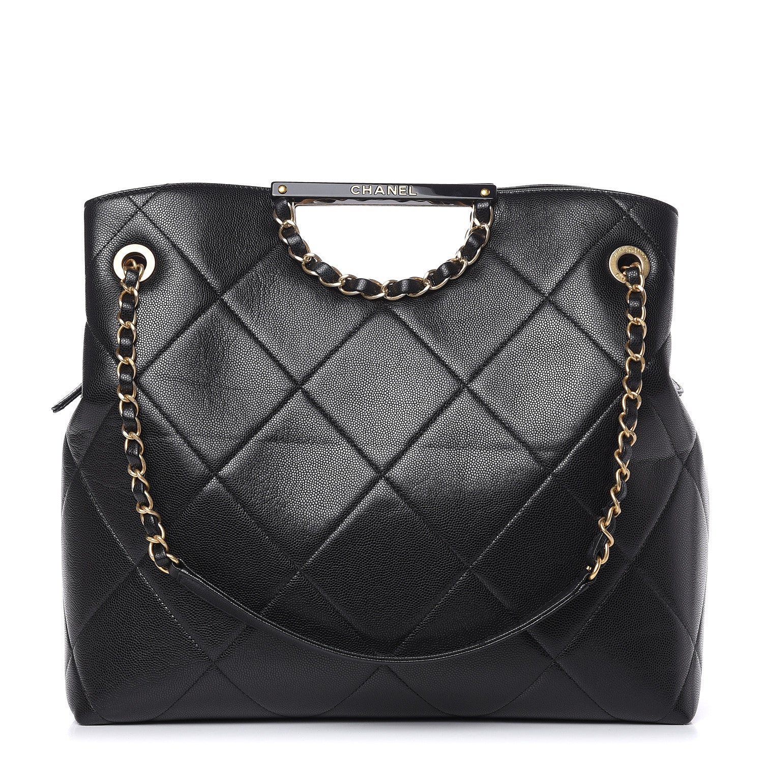 Chanel Caviar Quilted Large A Real Catch Shopping Bag Black 1 of 10