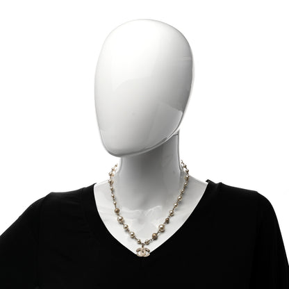 Chanel Strass Crystal Pearl Beaded CC Short Necklace Gold 2 of 6