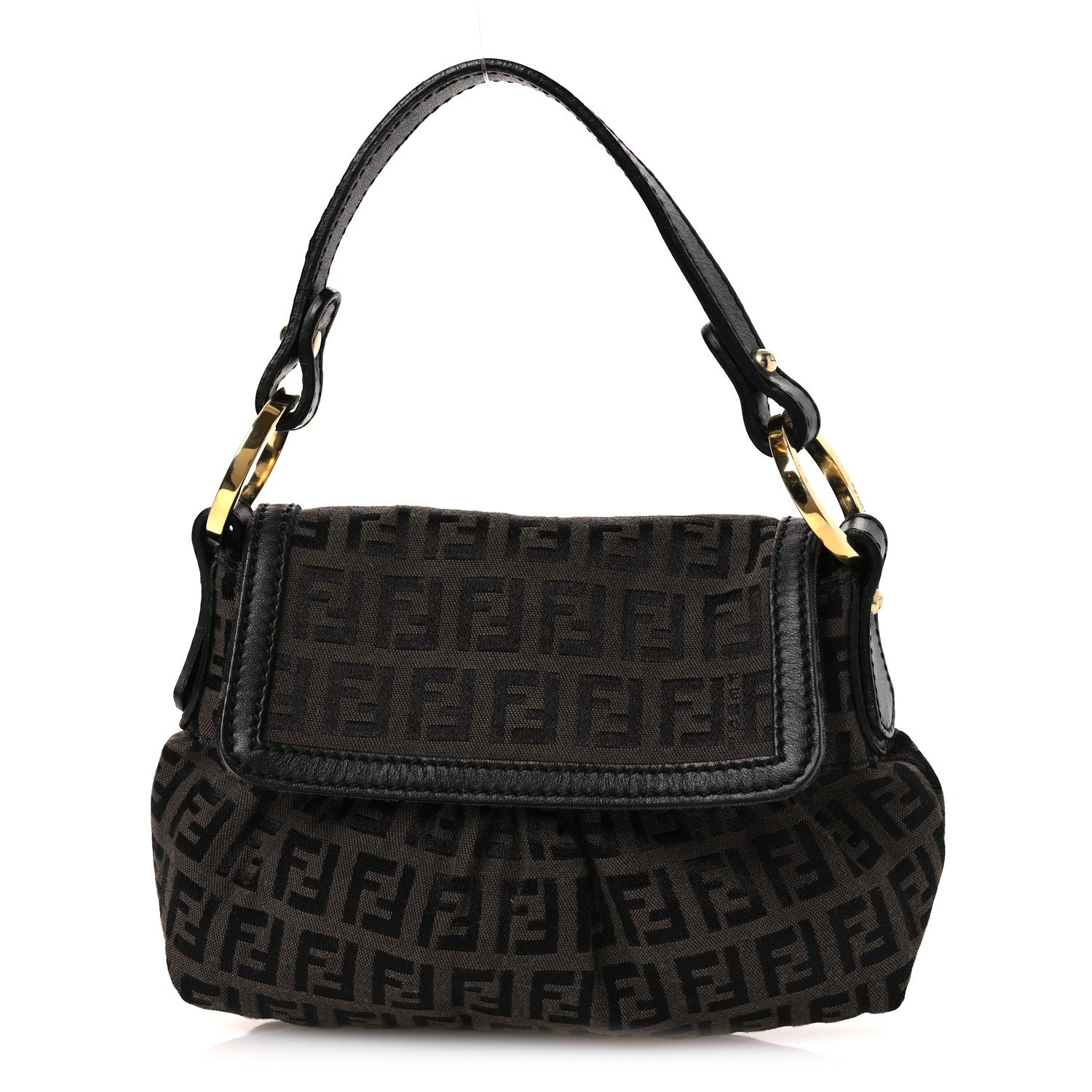 Fendi Zucchino Mini Chef Shoulder Bag Tobacco Moro Black 1 of 12