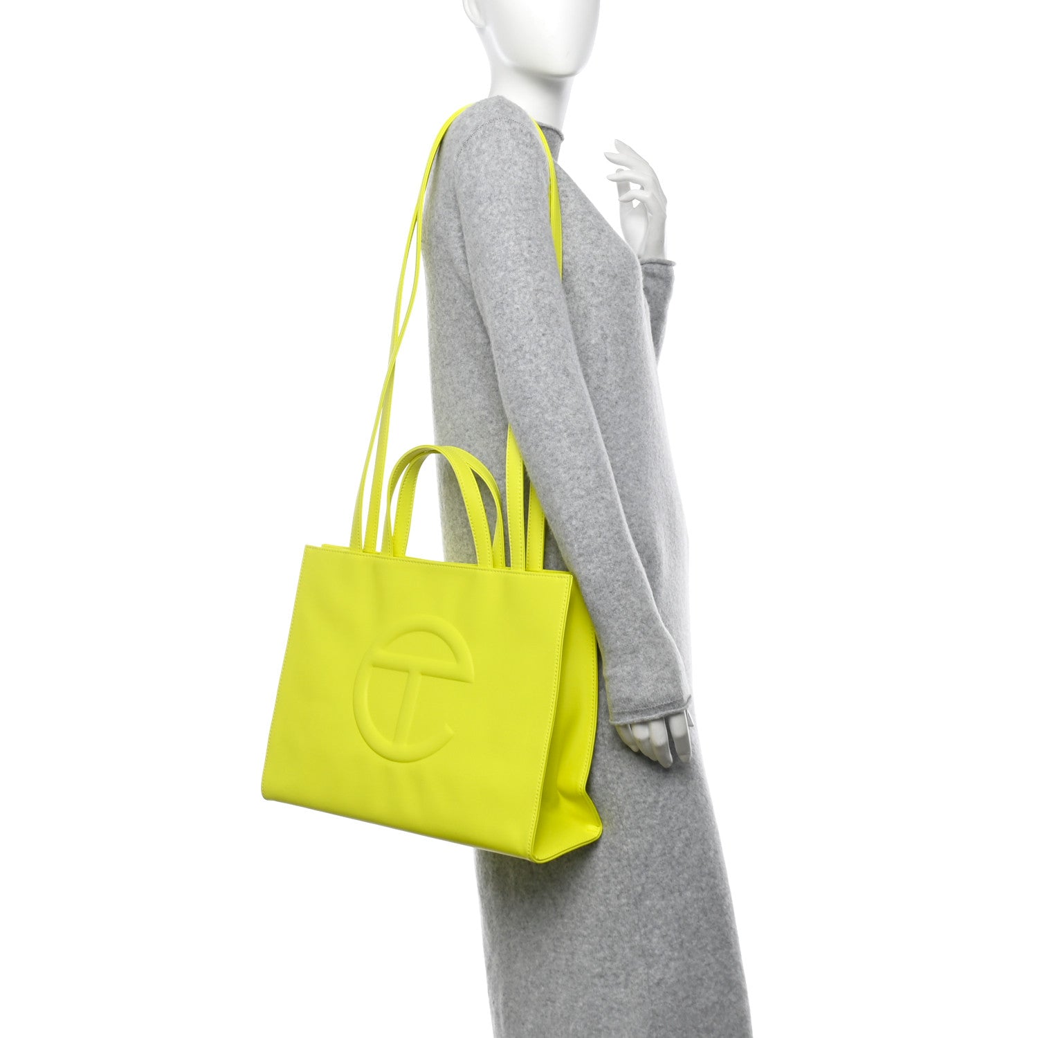 Telfar Vegan Leather Medium Shopping Bag Highlighter Yellow 2 of 13