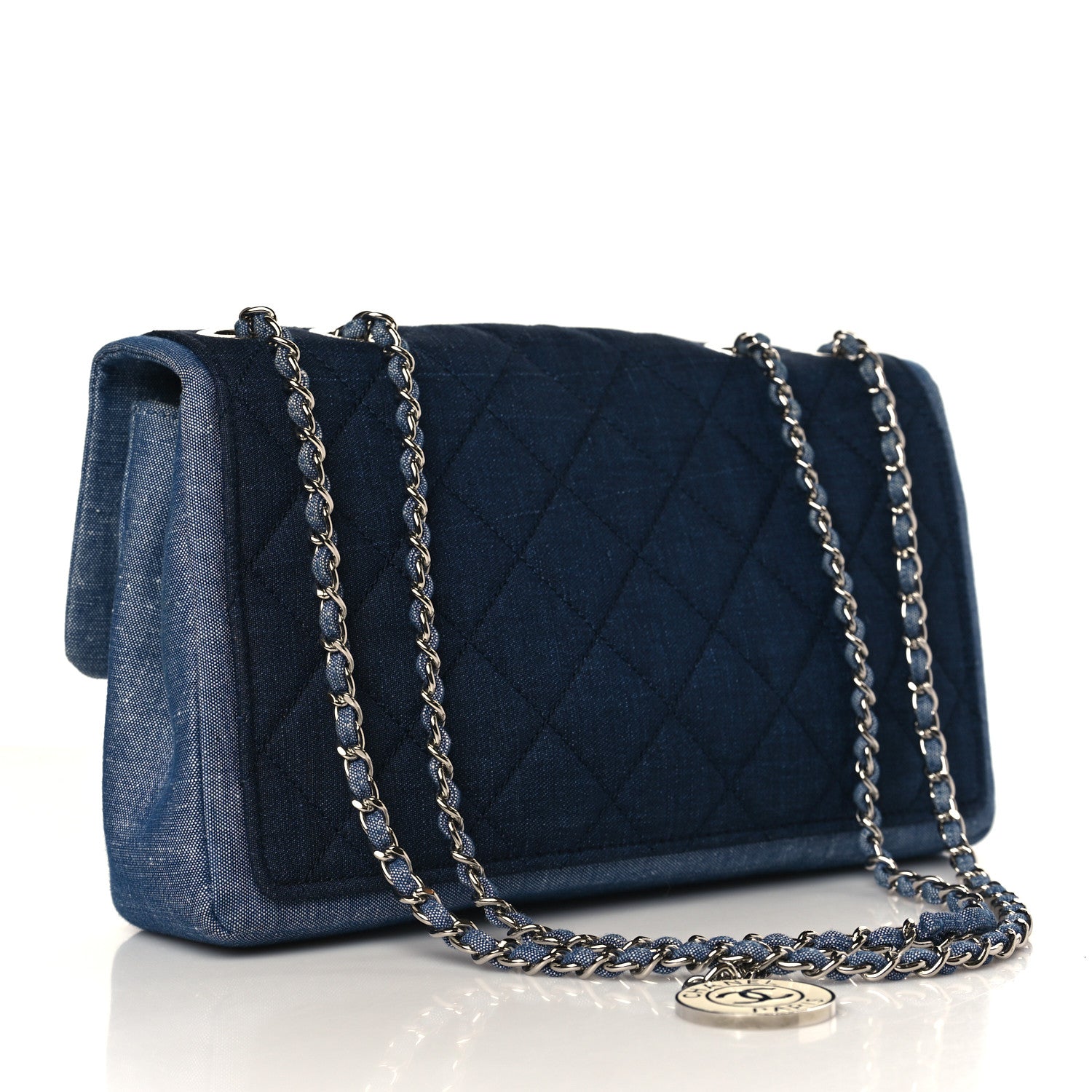 Chanel Denim Quilted Medium Graphic Flap Light Blue 3 of 10