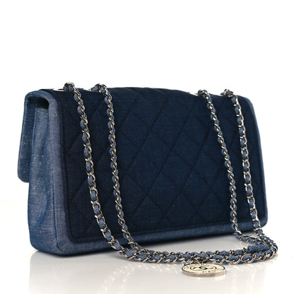 Chanel Denim Quilted Medium Graphic Flap Light Blue 3 of 10