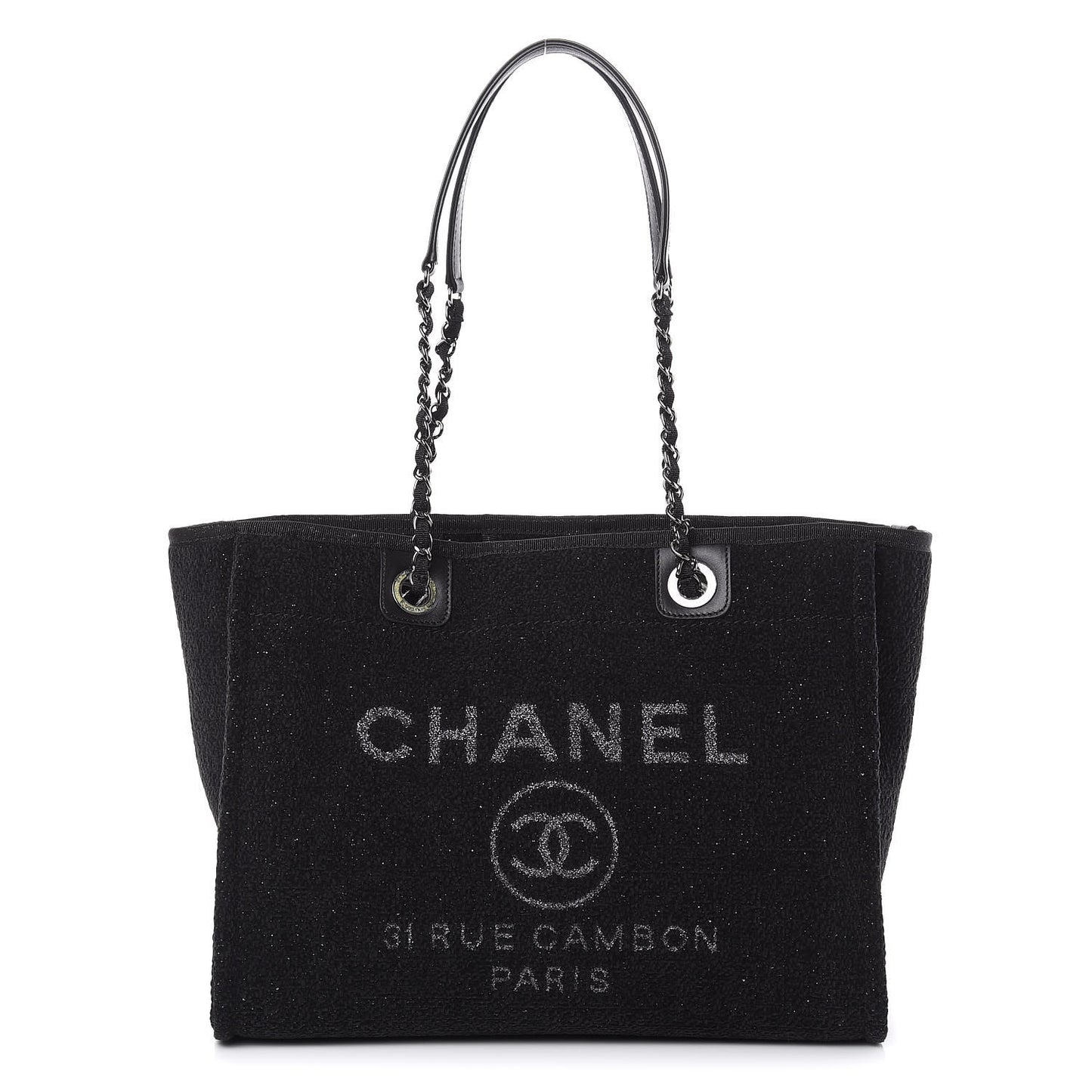 Lurex Boucle Small Deauville Tote Black