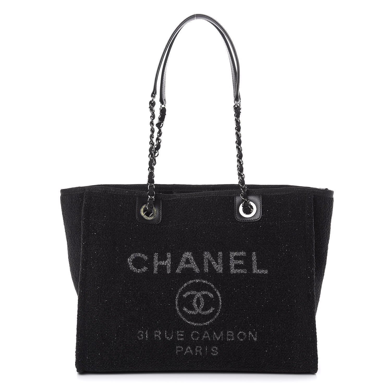 Chanel Lurex Boucle Small Deauville Tote Black 1 of 10